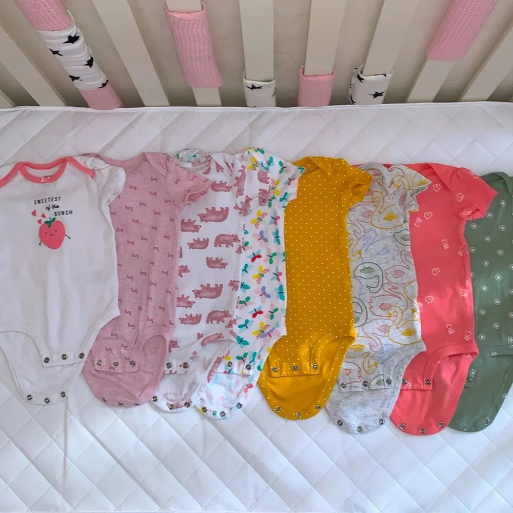 $5 for each item 8 pc cotton Baby Girl BUNDLE/LOT/HAUL of bodysuits size 12 mos